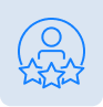 Selo com um pictograma e 3 estrelas representando um diagnóstico de perfil bem acertivo