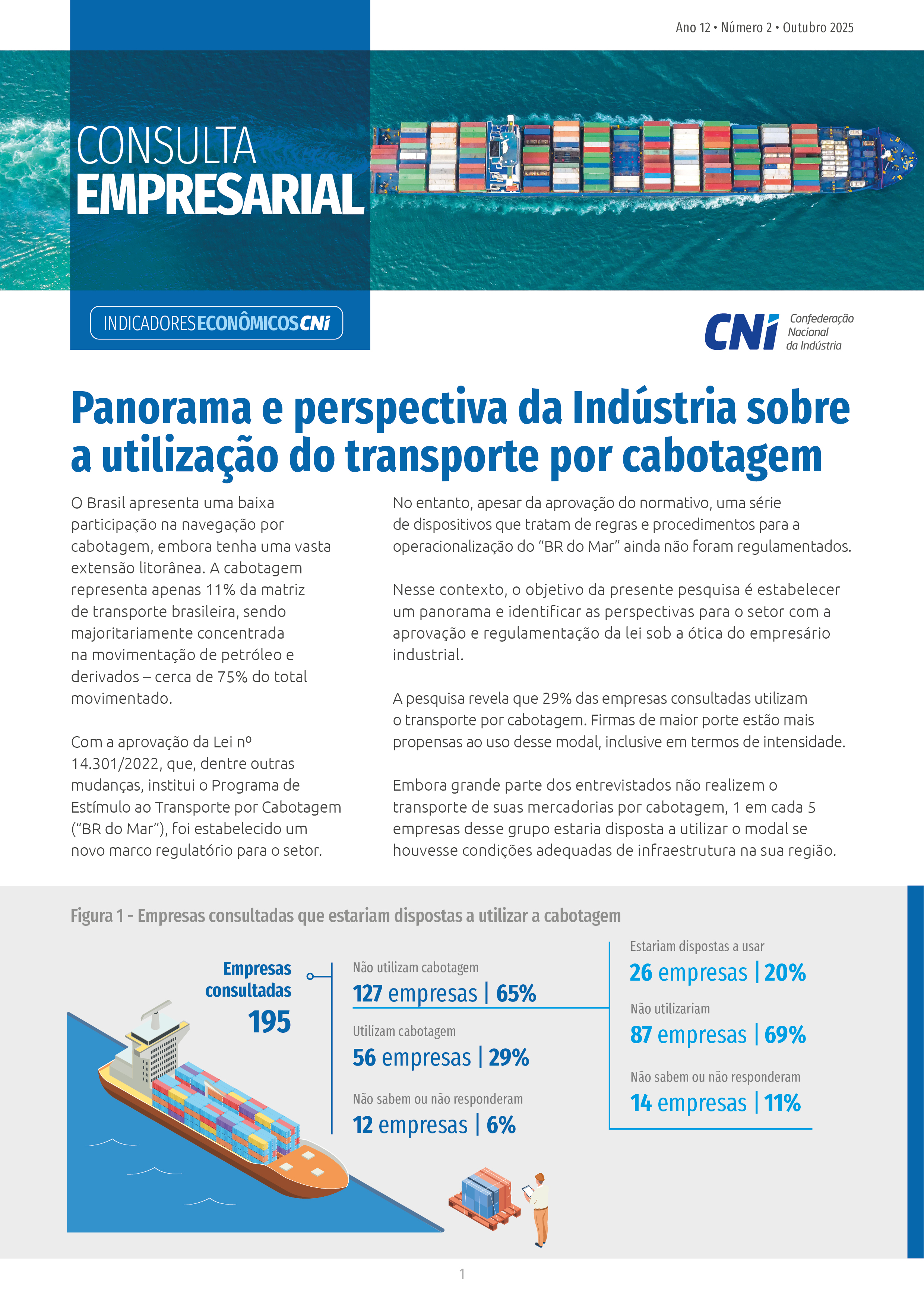 CE - Panorama e perspectivas da Indústria sobre a utilização do transporte por cabotagem