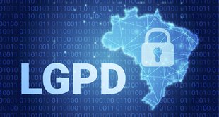 imagem de a sigla LGPD e o mapa do Brasil com um cadeado representando proteção de dados
