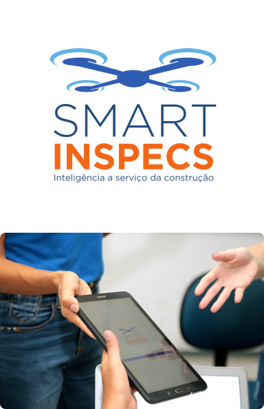 pessoas acessam dispositivo móvel na tela do  Smart Inspecs