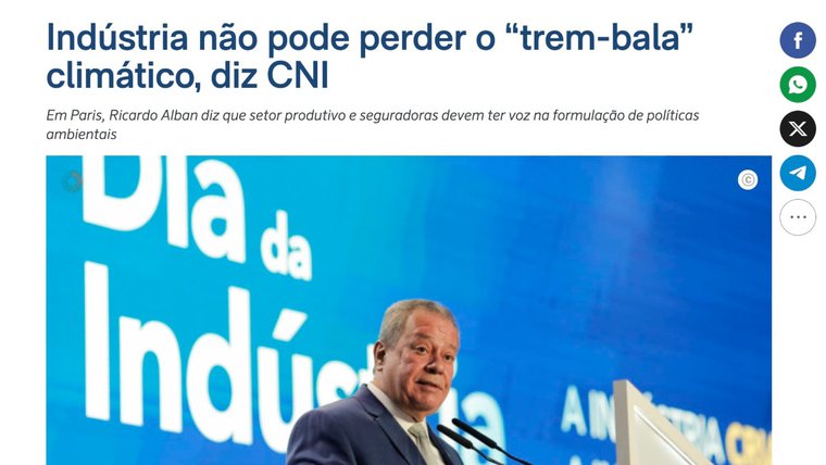 Em Paris, presidente da CNI defende protagonismo da indústria em políticas climáticas
