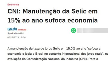 Alerta da CNI sobre juros altos repercute em mais de 180 matérias na imprensa nacional