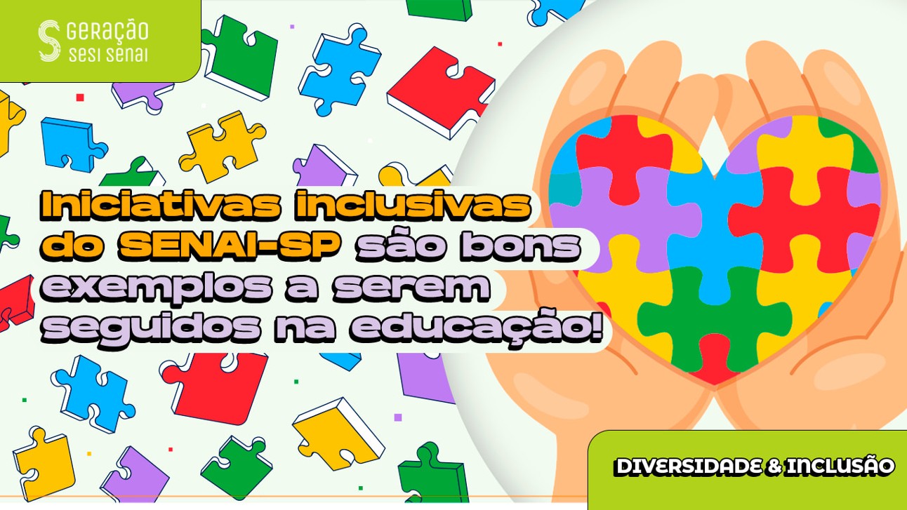 imagem com uma mão segurando um coração formado por peças coloridas que indicam conteúdo sobre autismo