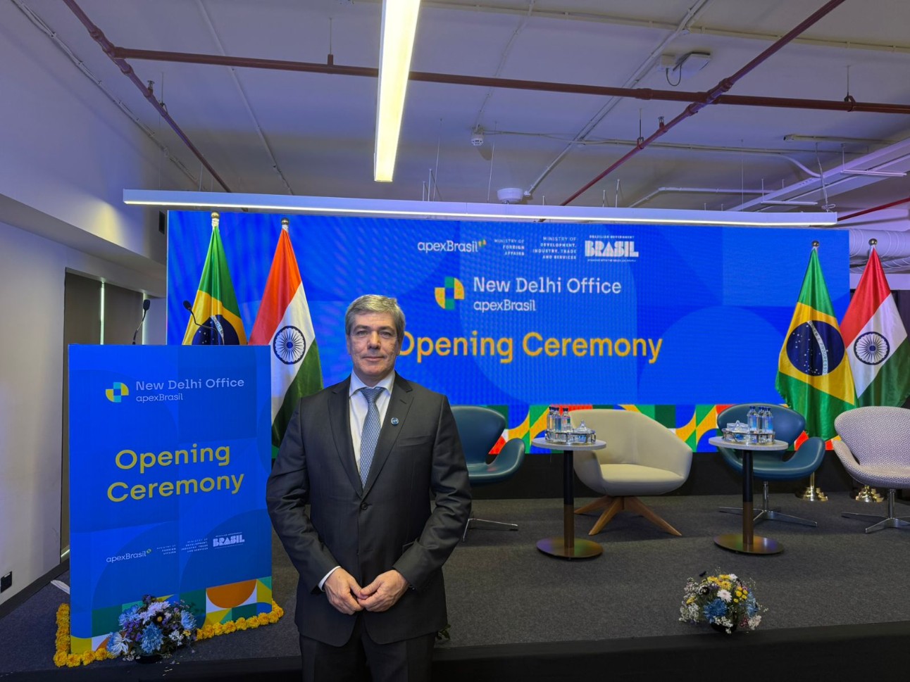O presidente da FIEG, André Rocha, lidera a delegação brasileira em agenda voltada ao fortalecimento da cooperação tecnológica e do comércio bilateral. Foto: Divulgação FIEG