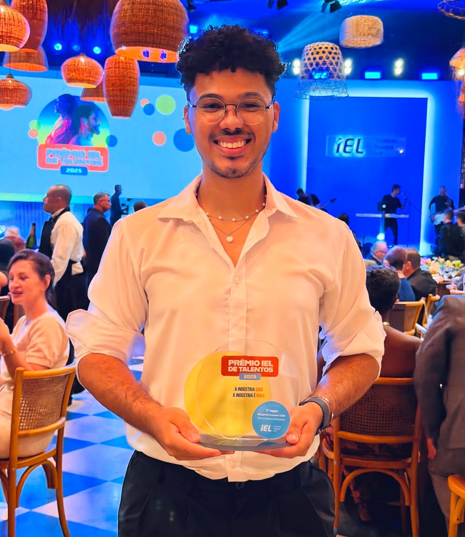Foto: aquivo pessoal | Matheus conquistou no Prêmio IEL 2025 o segundo lugar nacional na categoria Estágio, subcategoria Estagiário Inovador.